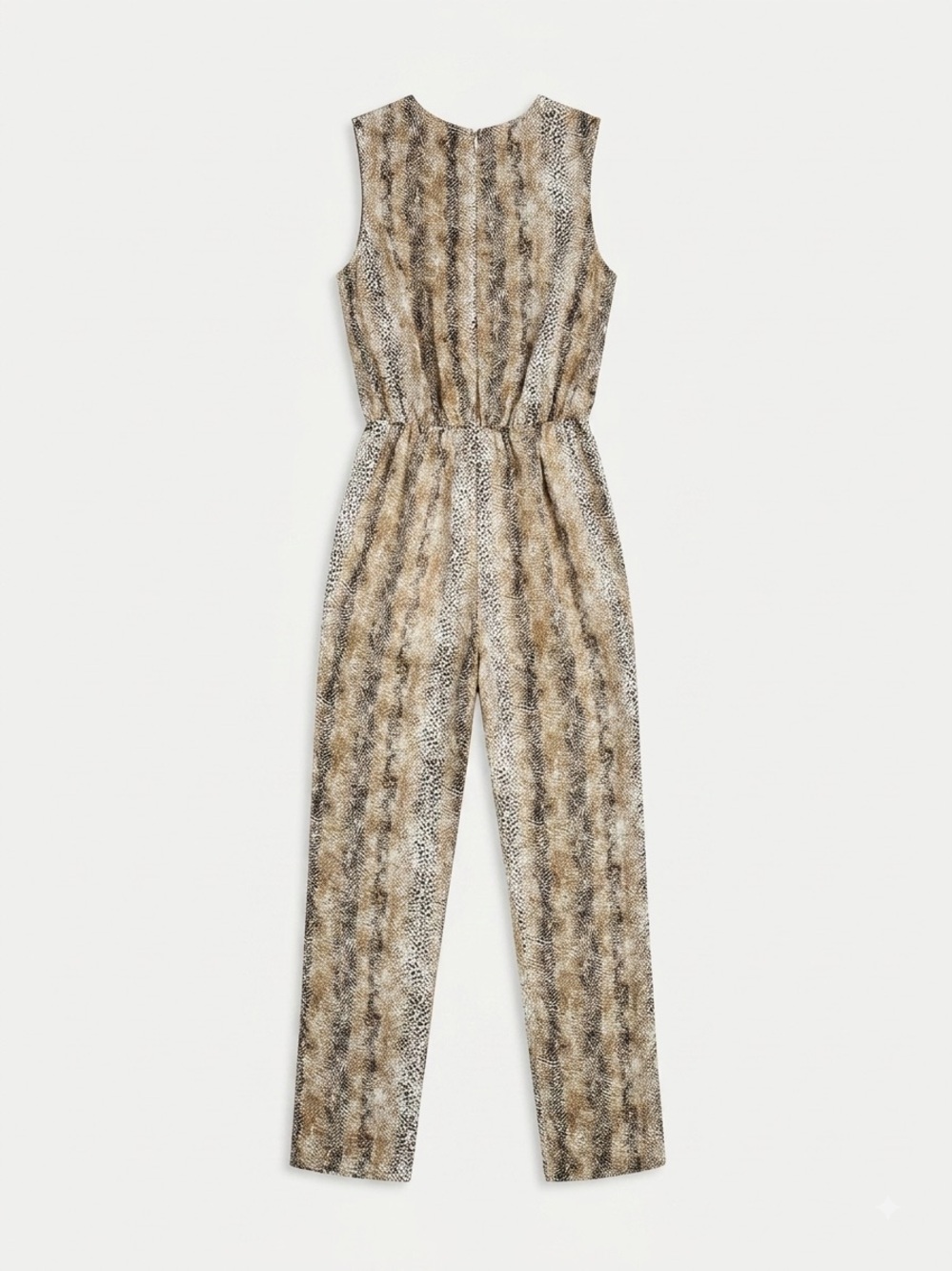 Ecote Sleeveless Snake-Print Jumpsuit with Pockets and Back Slit